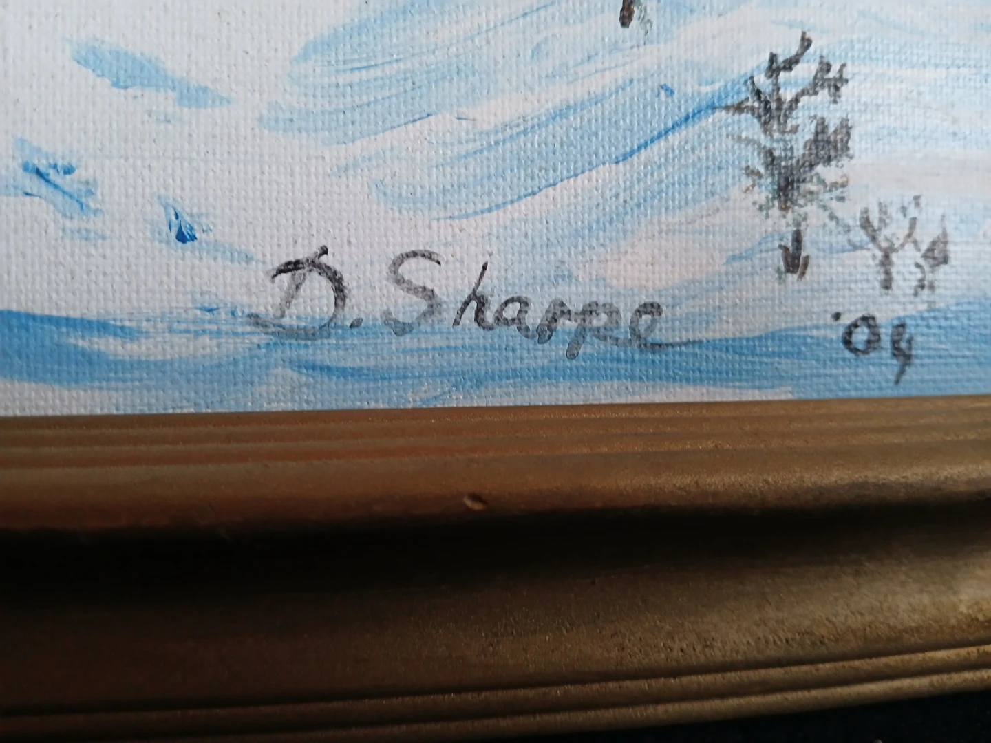 D. Sharpe Original Painting of Winter House - photo 2