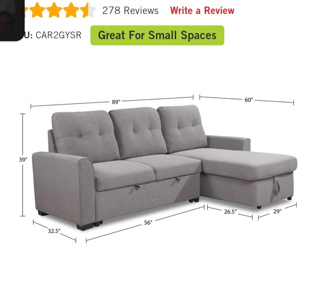 Grey Sectional Sofa with Storage Chaise