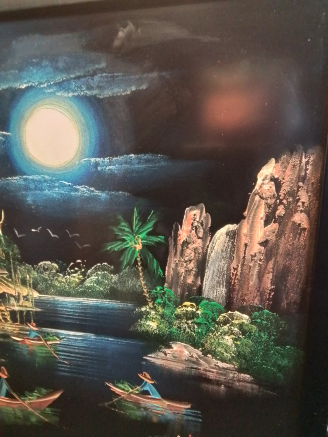 Vintage 1970s Southeast Asian Oil Painting Signed Pan Framed - photo 4