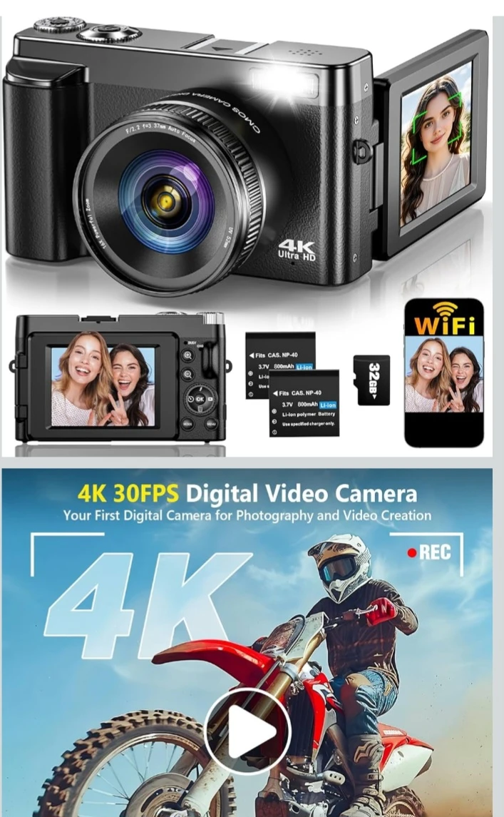 4K 64MP Digital Video Camera with WiFi