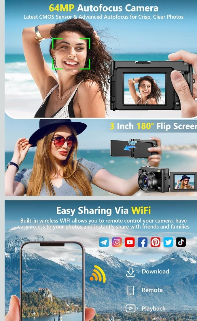 4K 64MP Digital Video Camera with WiFi - photo 3