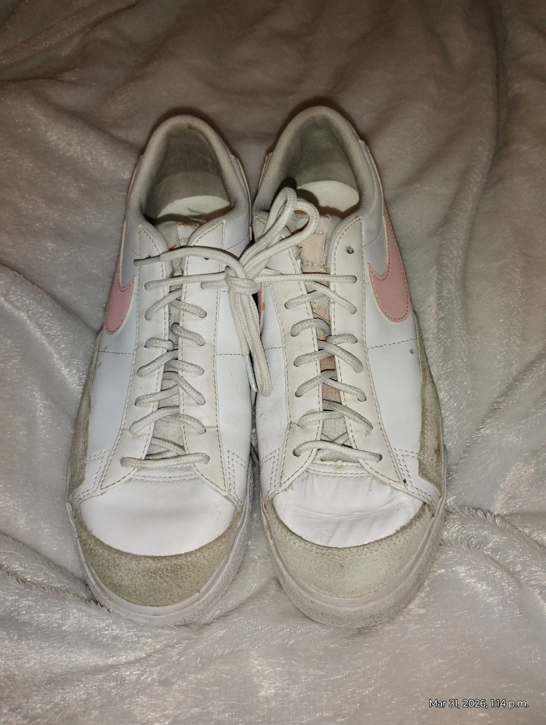 Nike Blazer Low White Pink Leather Shoes Size 8.5