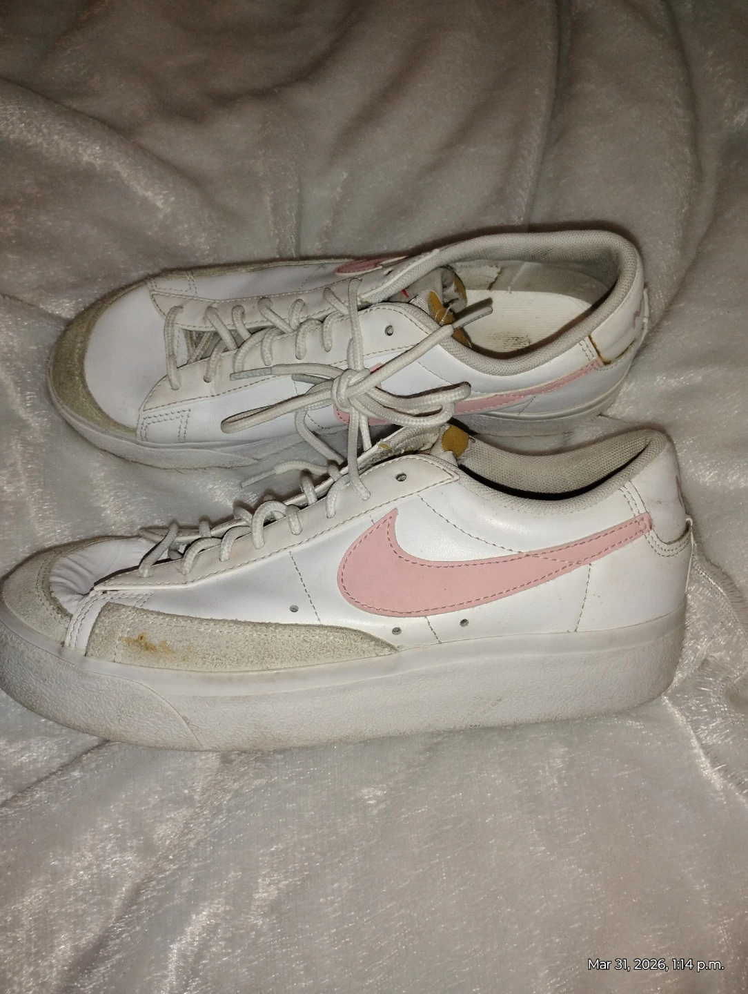 Nike Blazer Low White Pink Leather Shoes Size 8.5 - photo 2
