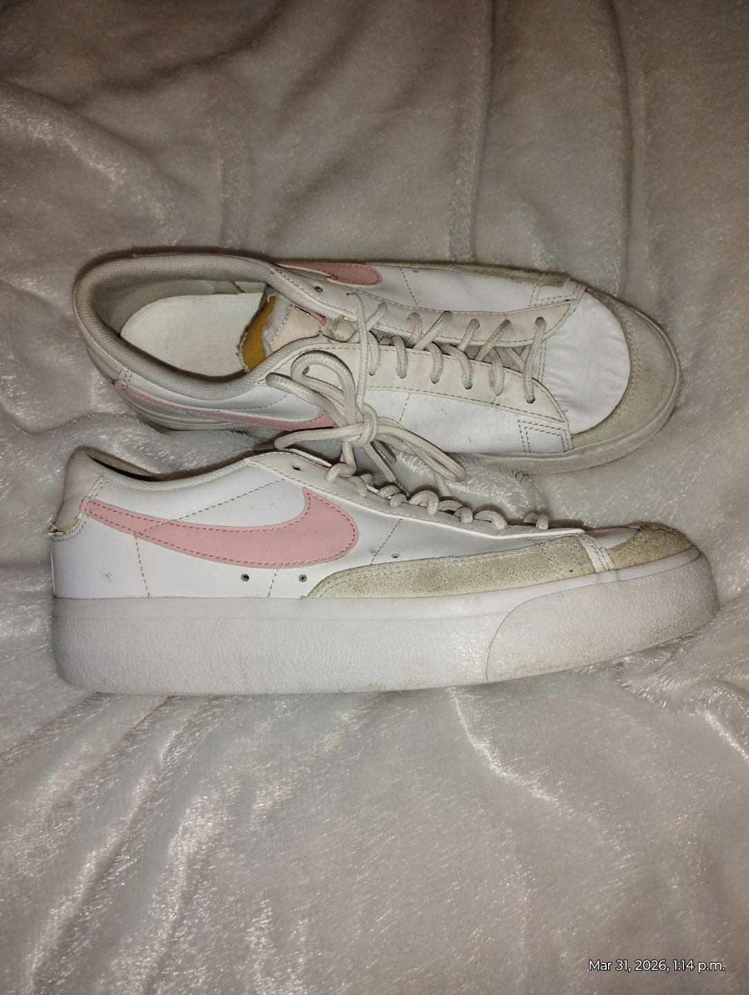 Nike Blazer Low White Pink Leather Shoes Size 8.5 - photo 3