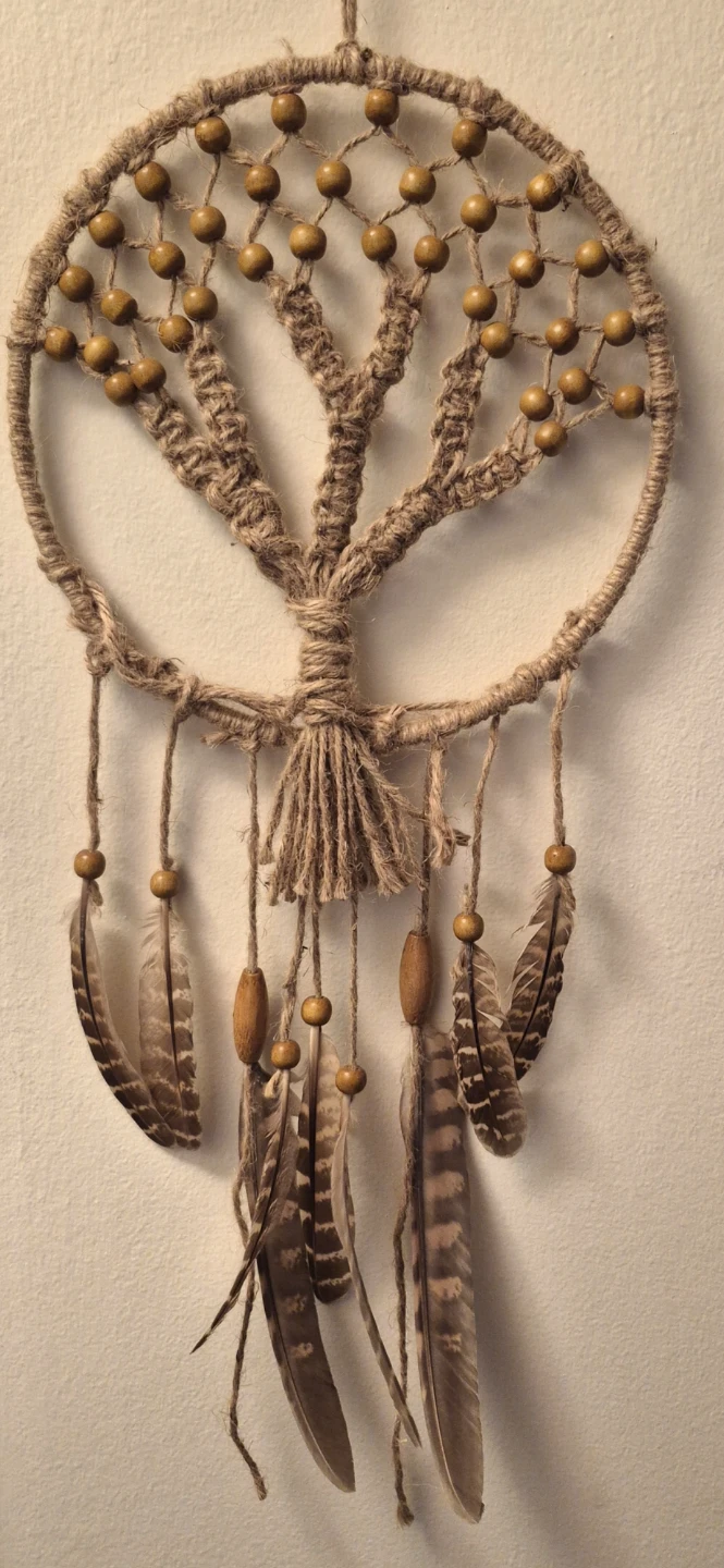 Handmade Macrame Dreamcatcher with Feathers and Beads