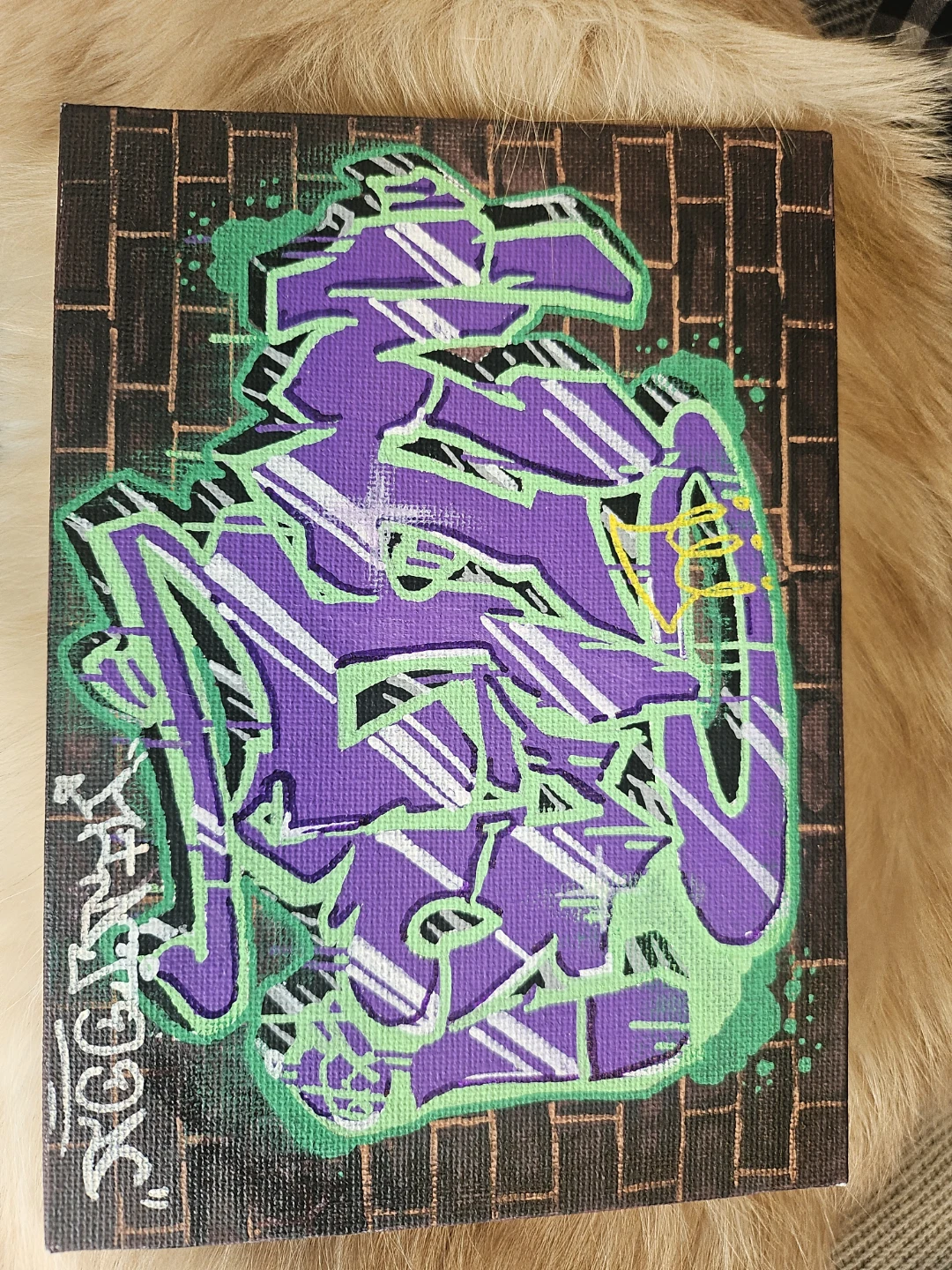 Graffiti Art Canvas Painting Green and purple (WILD)