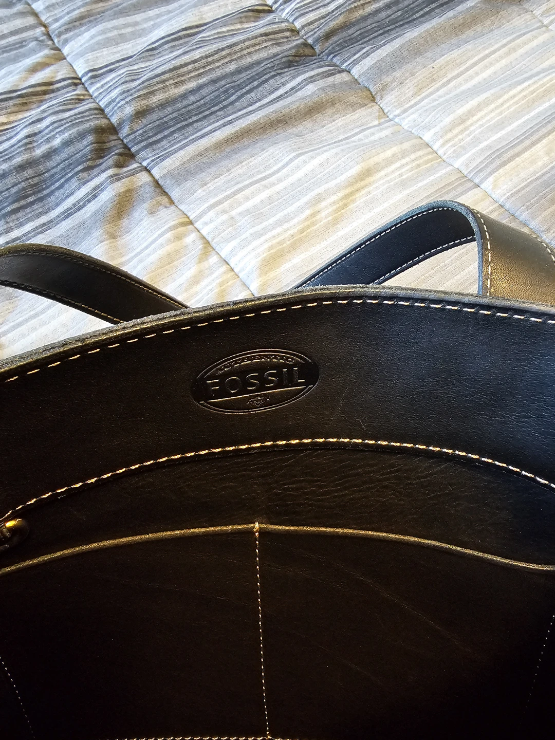Fossil Black Leather Tote Bag - photo 3