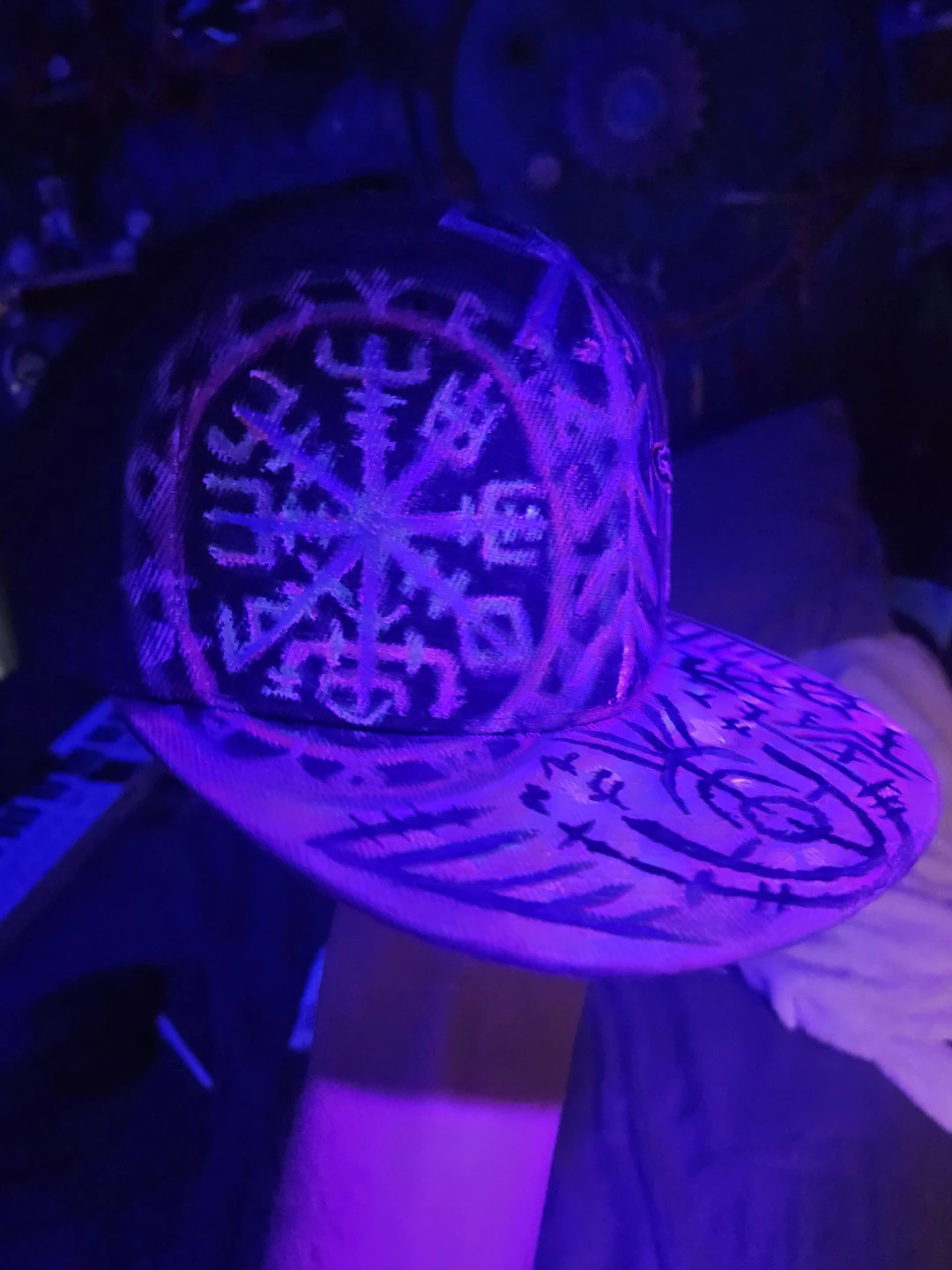 Metal militia Viking/Norse Runes snap back custom painted - photo 5