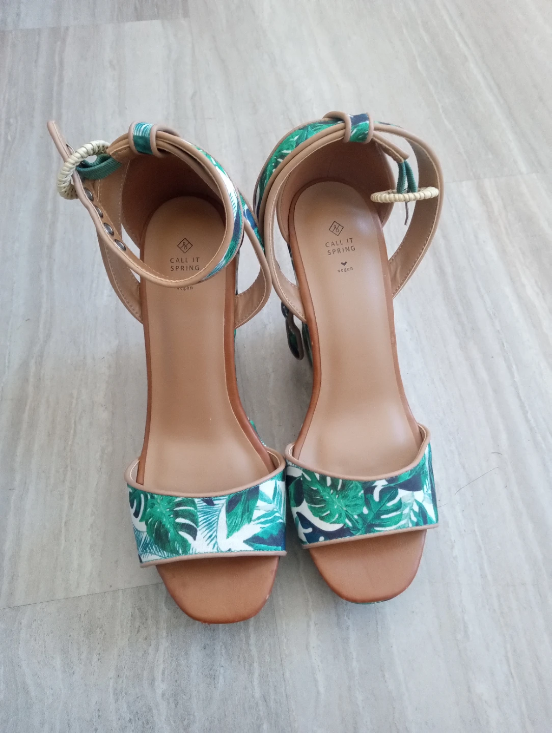 Call It Spring Women's Tropical Print Heeled Sandals