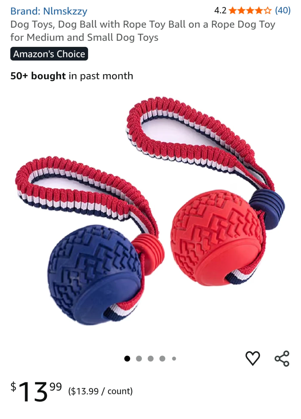 Brand new Nlmskzzy Dog Rope Toy Balls (red/blue) 🧡