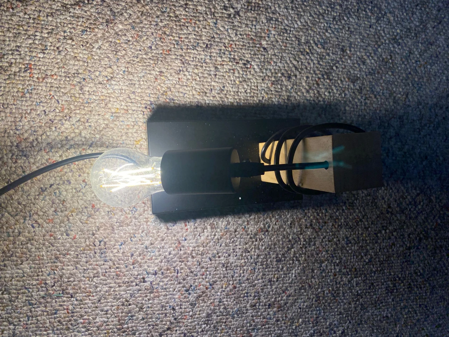 Black Plug-in Wall Sconce with Wood Accent - photo 2