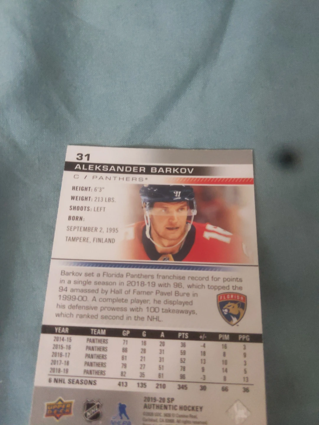 Aleksander Barkov 2019-20 SP Authentic Hockey Card - photo 2