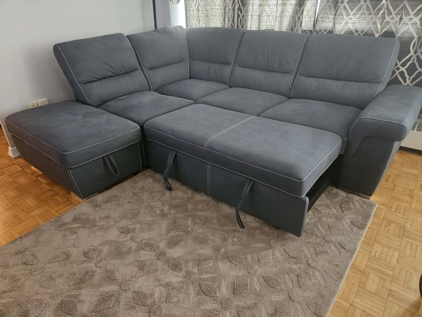 Grey Sectional Sofa with Storage