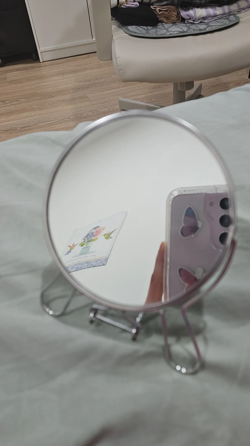 Silver Round double sided turnable Mirror