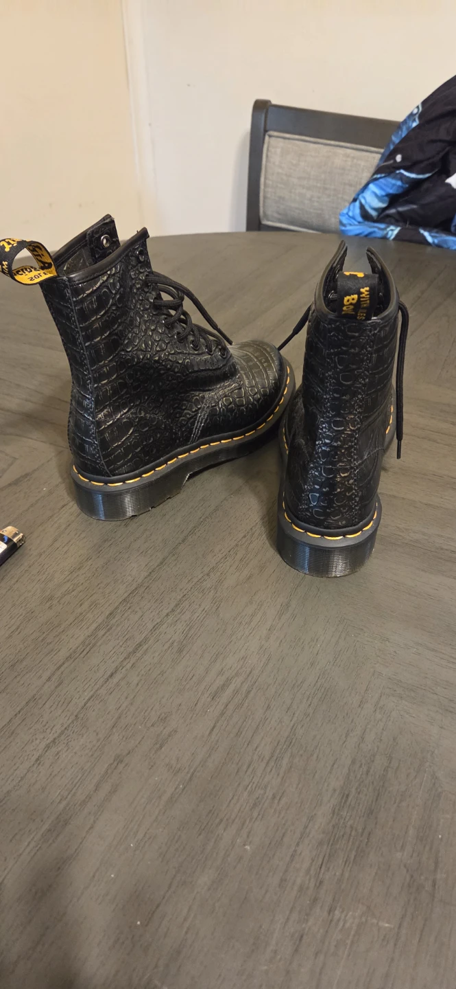 Dr. Martens Black Crocodile Embossed Leather Boots - photo 2