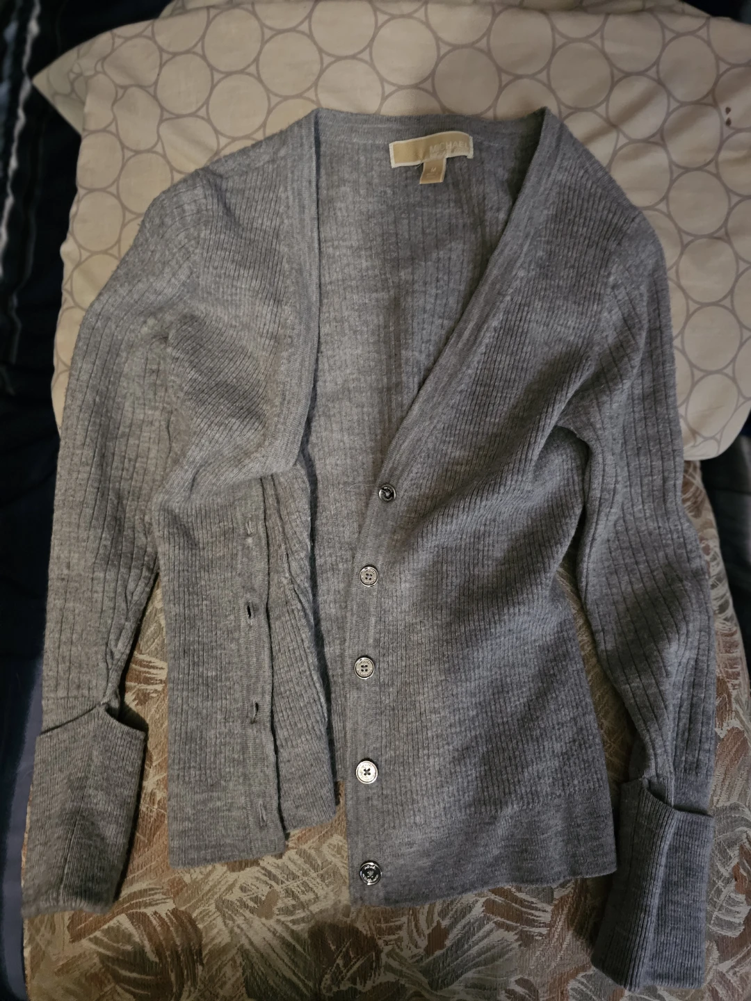 Michael Kors Grey Ribbed Cardigan Size M