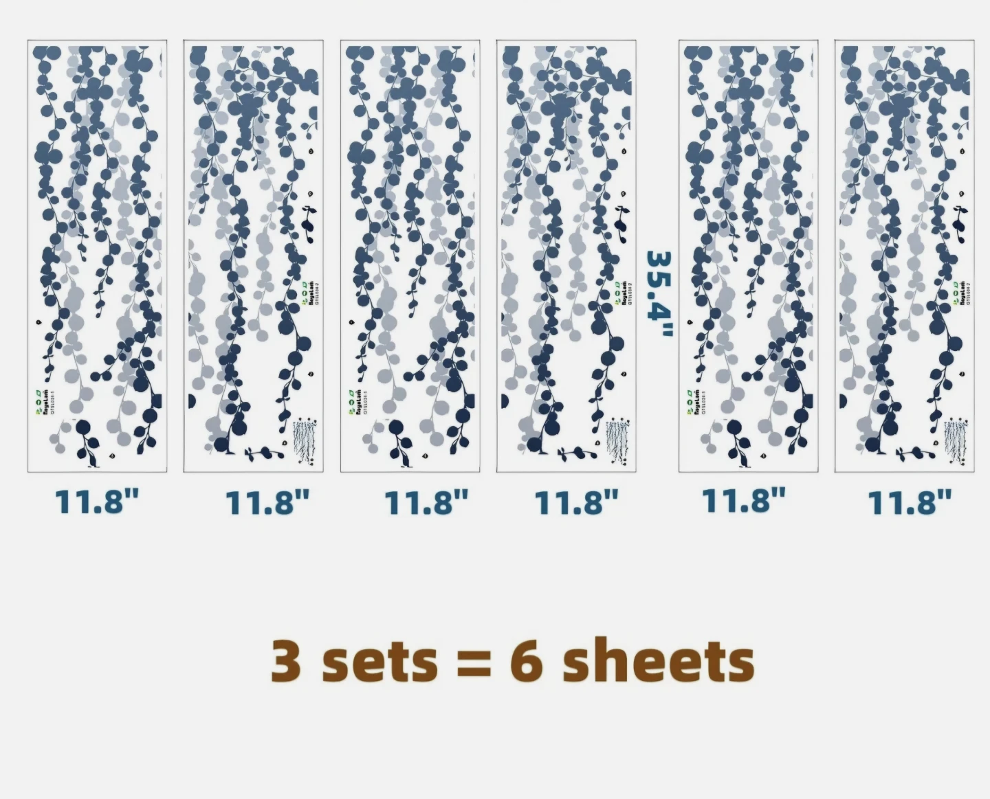 3 Sets Light Gray Blue String of Pearls Peel & Stick Wall Decal - photo 5