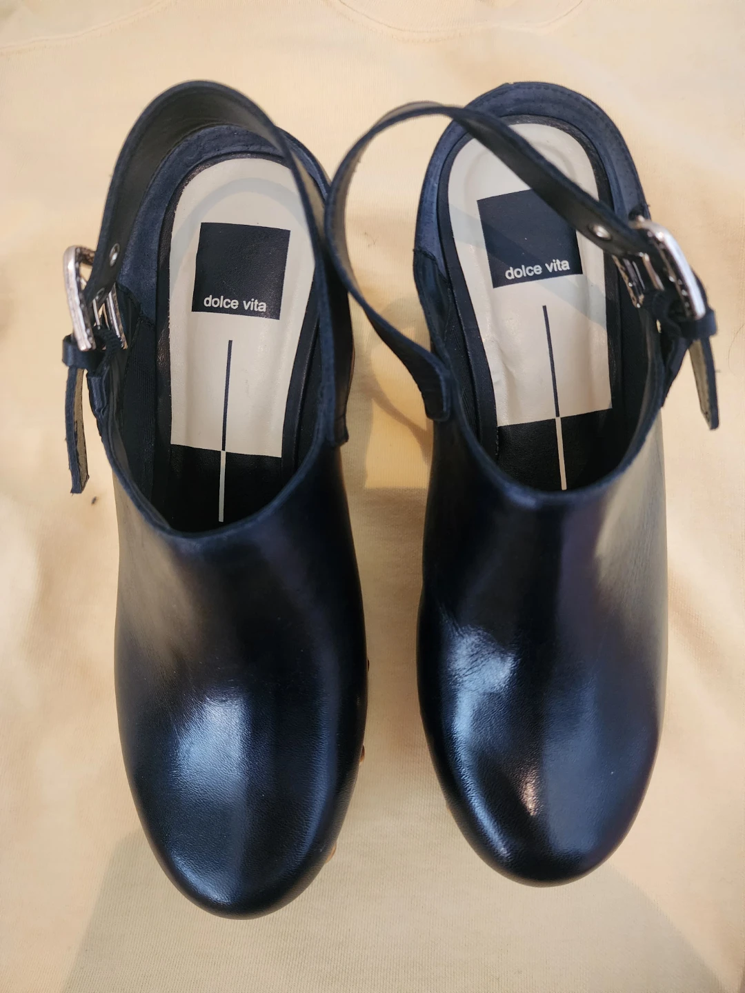 Dolce Vita Black Leather Clog Heeled Sandals - photo 3