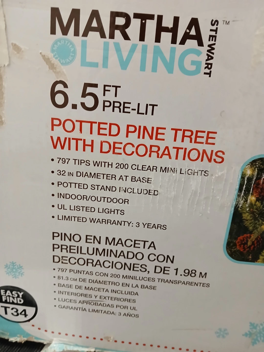 6.5 FT indoor/outdoor Pre-lit Potted Pine Tree with lights - photo 4