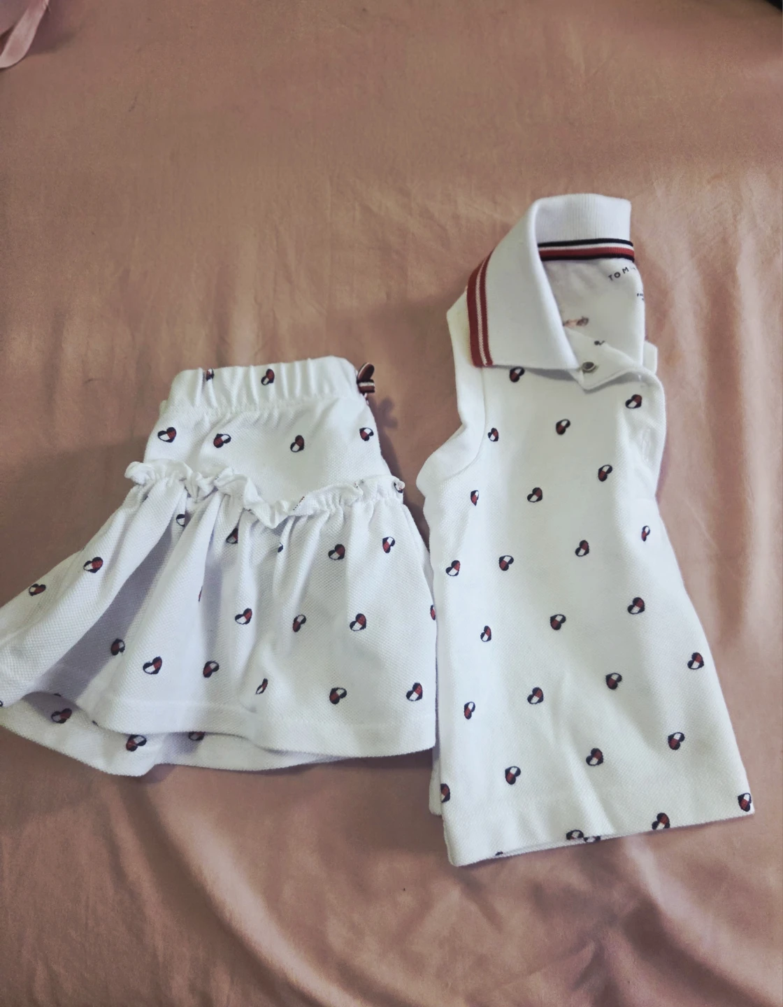 Tommy Hilfiger Baby Girls White Polo Shirt & Skirt Set