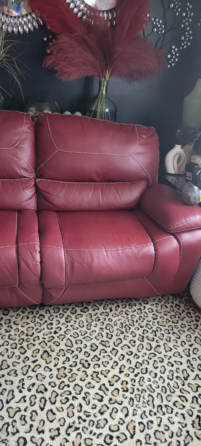 Red Leather Loveseat Recliner - photo 2