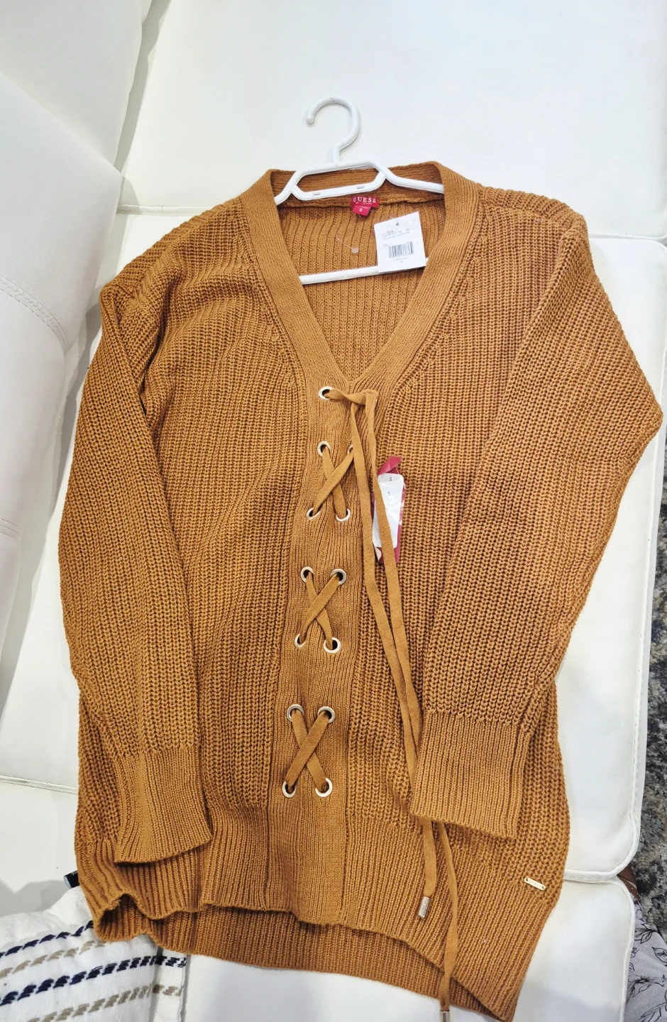 Guess Lace-Up V-Neck Sweater - photo 2