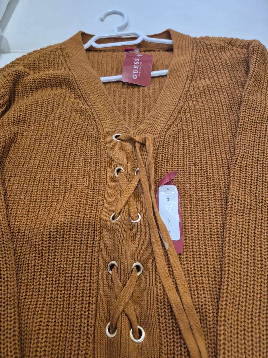 Guess Lace-Up V-Neck Sweater - photo 3