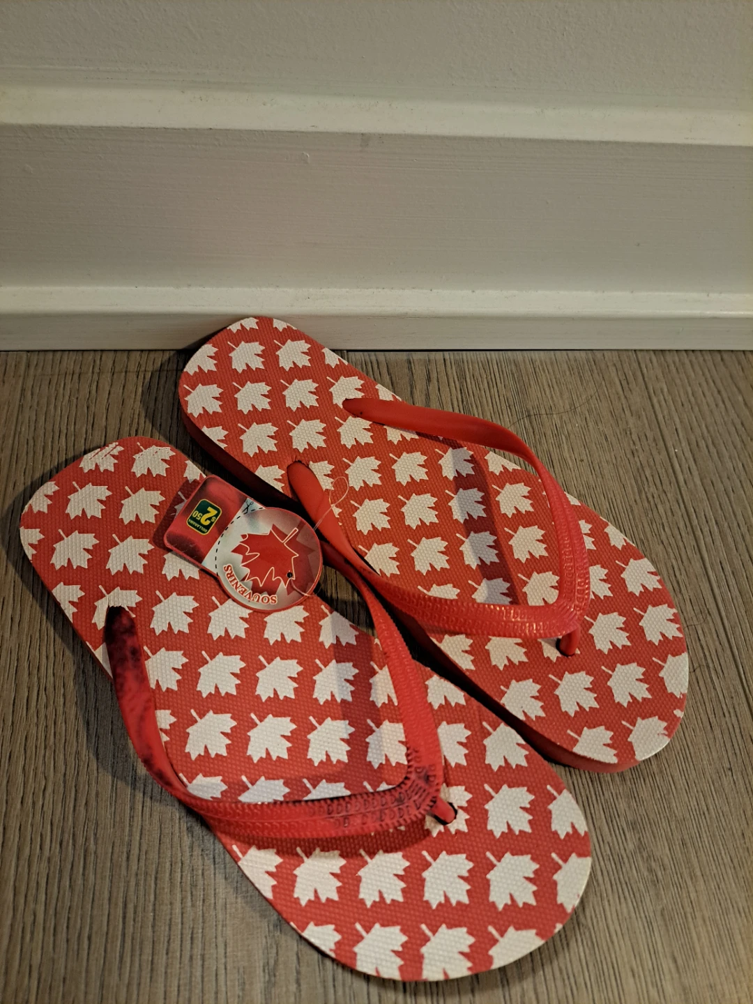 Red Maple Leaf Flip Flops