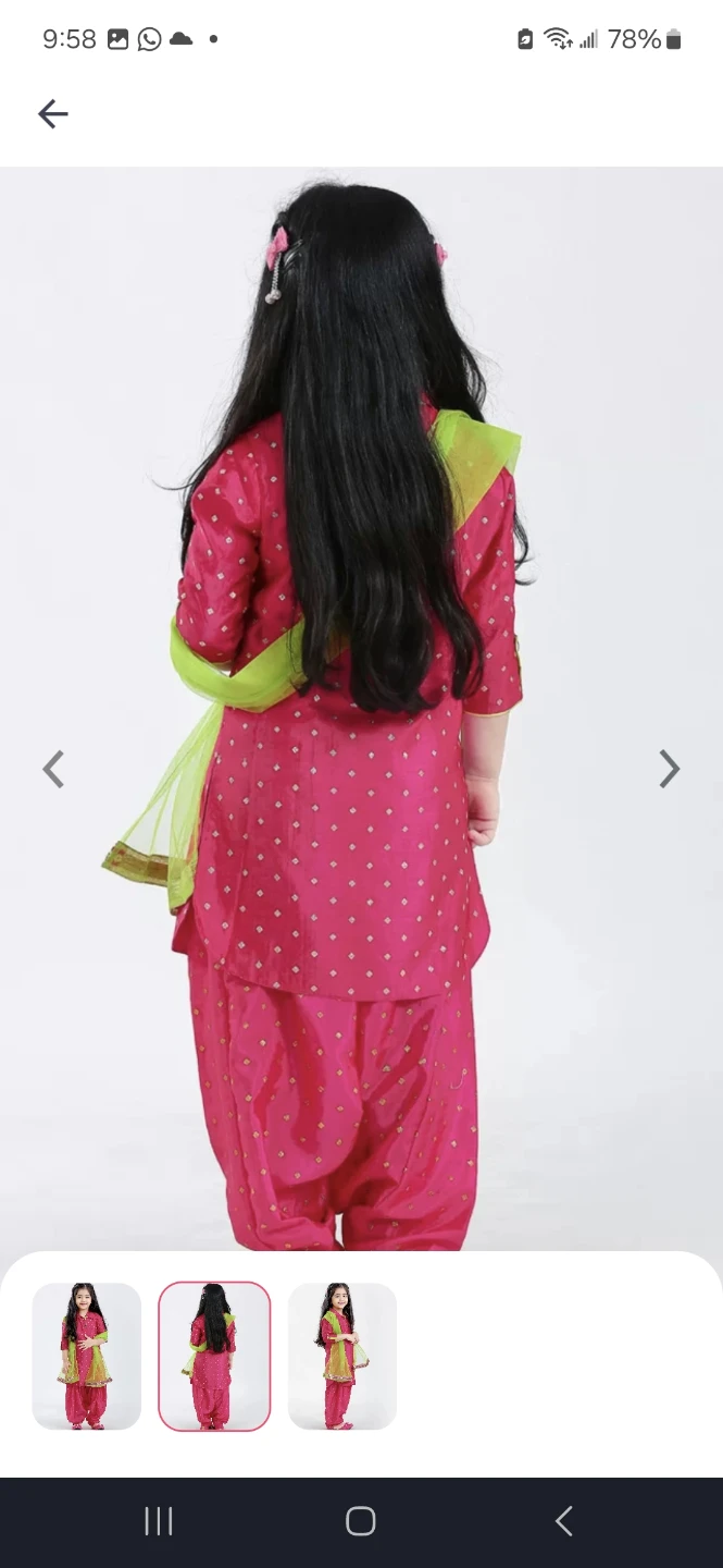 Girls Pink Kurti with Pants and Dupatta - photo 3