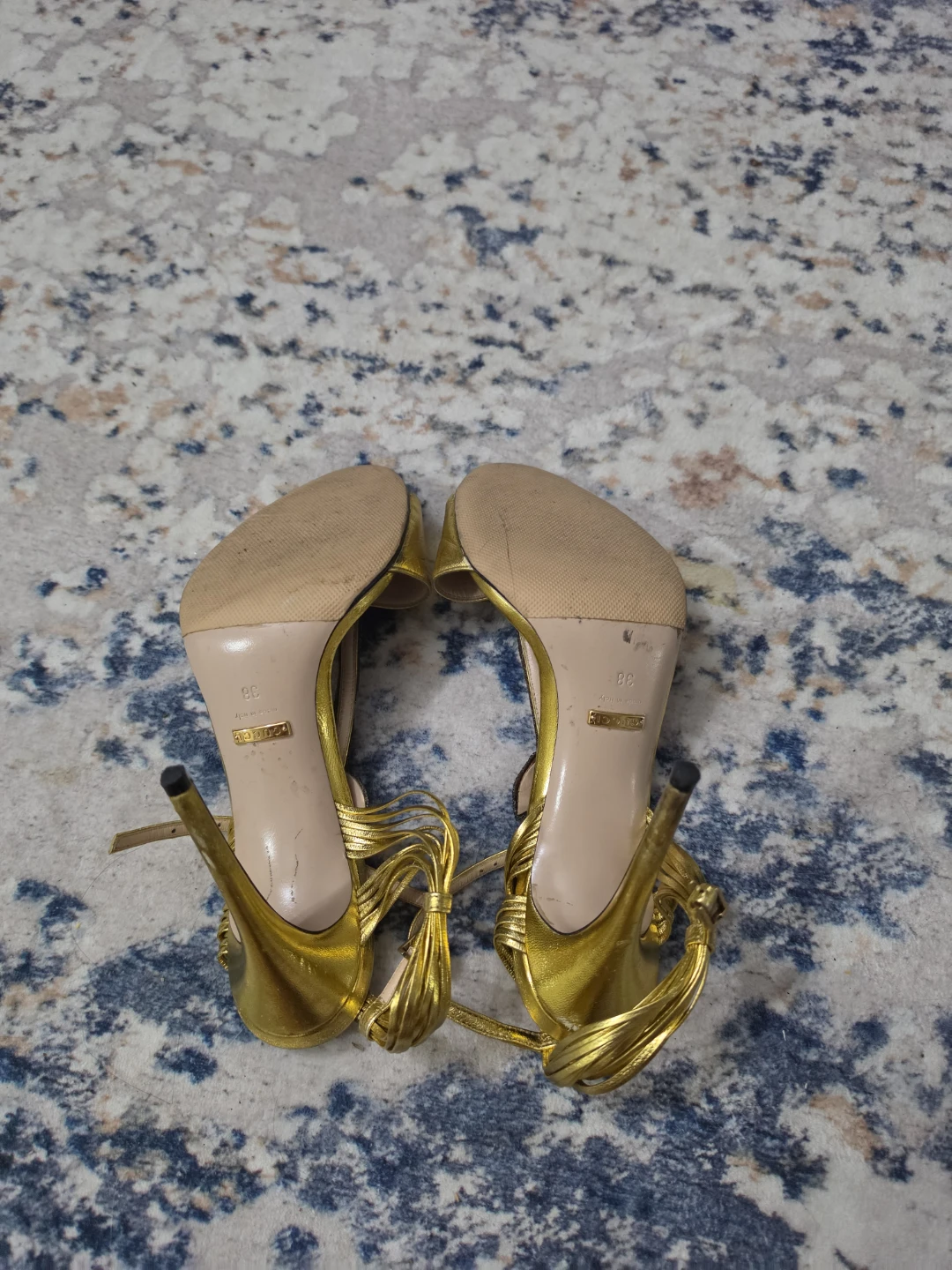 Gucci Women's Gold Snake Embellished Heeled Sandals - photo 2