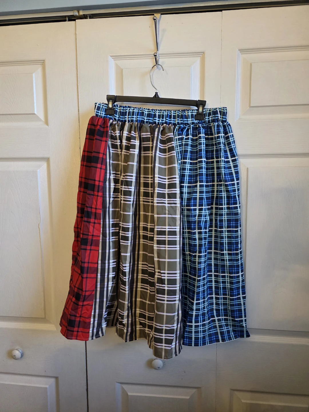 Patchwork Plaid Midi Skirt