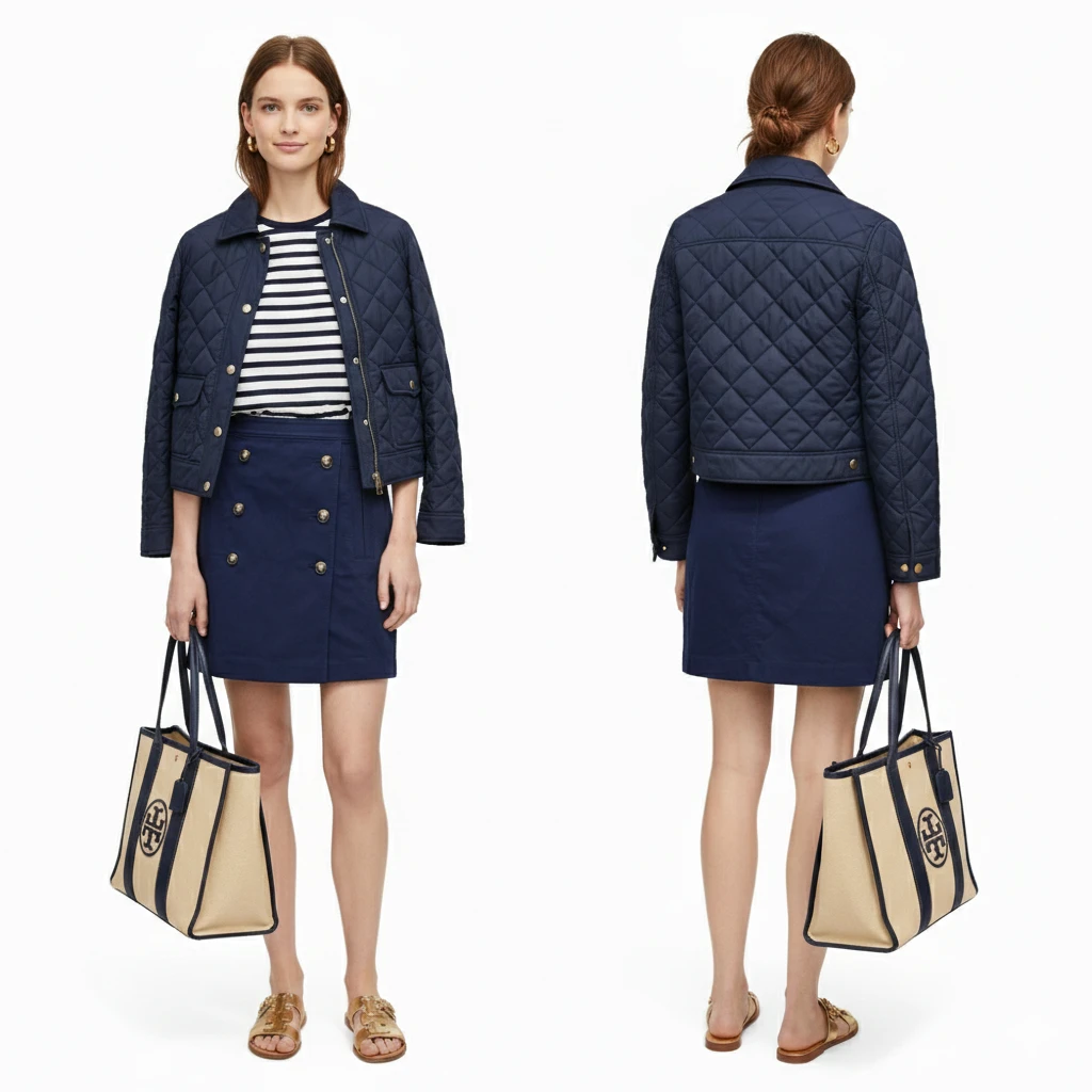 Tory Burch Navy Blue Bowen Double Breasted Button Skirt Size 0-2 - photo 4