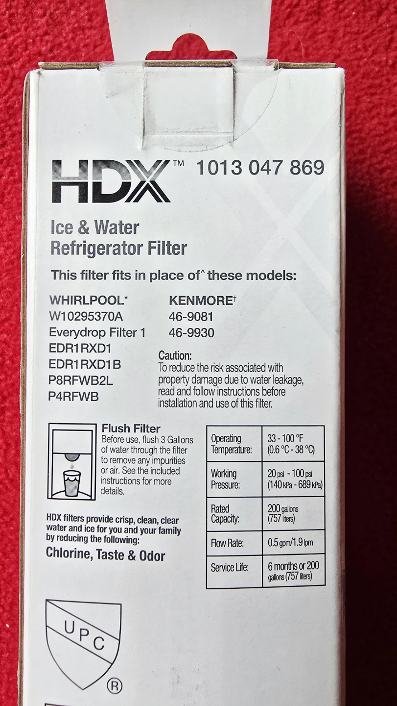 HDX Ice & Water Refrigerator Filter EQW-1-S *NEW* - photo 2