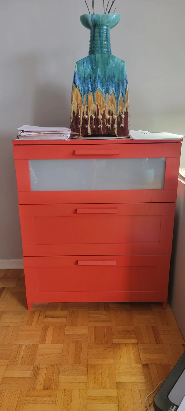 Red 3-Drawer Dresser