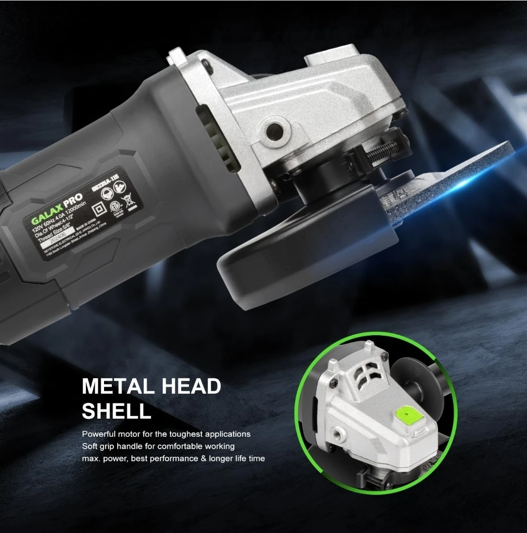 Galax Pro 4.5" Angle Grinder with 4 Metal Grinding Wheels - photo 4