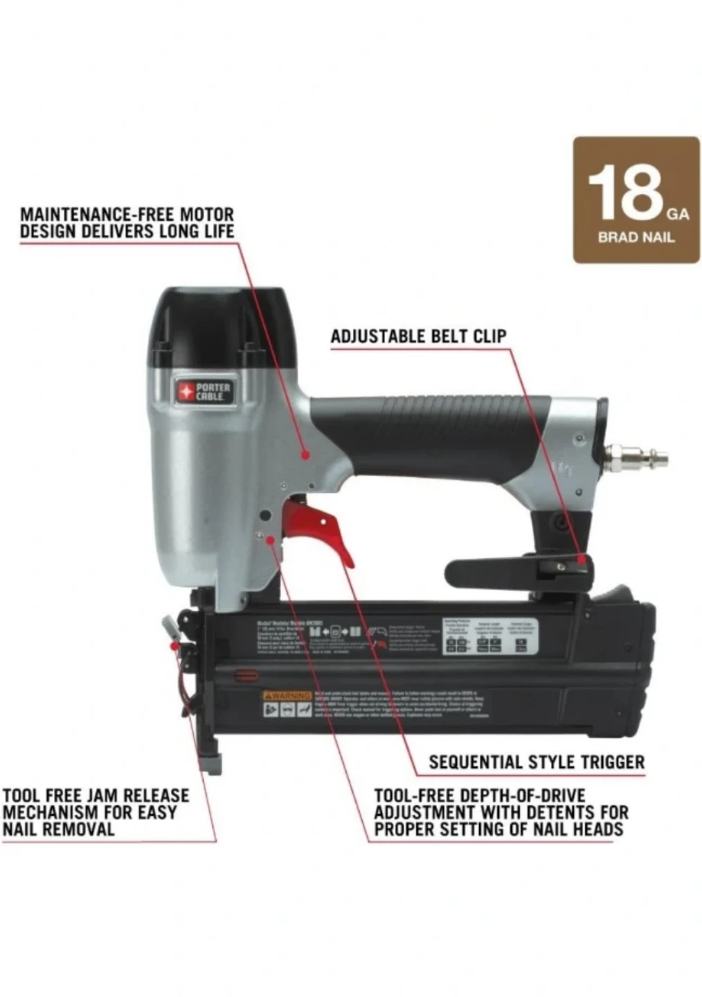 Porter-Cable 18 GA Brad Nailer Kit 🥕 - photo 3
