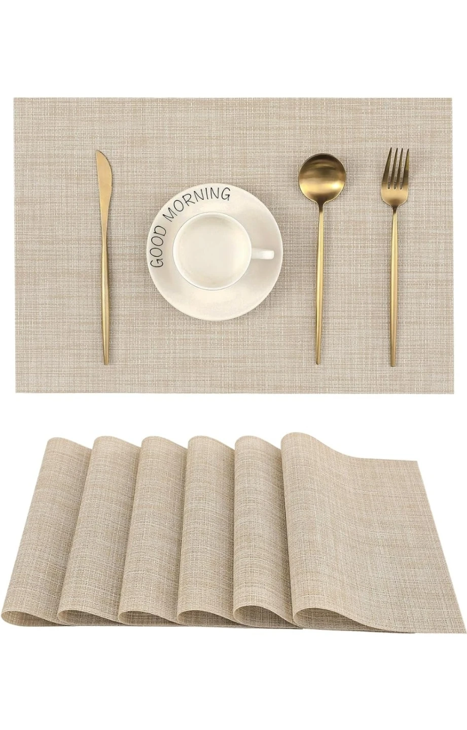 NEW, Placemats Set of 6, Leetaltree Beige Placemats Set - photo 2