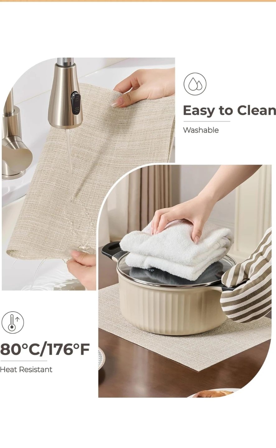 NEW, Placemats Set of 6, Leetaltree Beige Placemats Set - photo 5