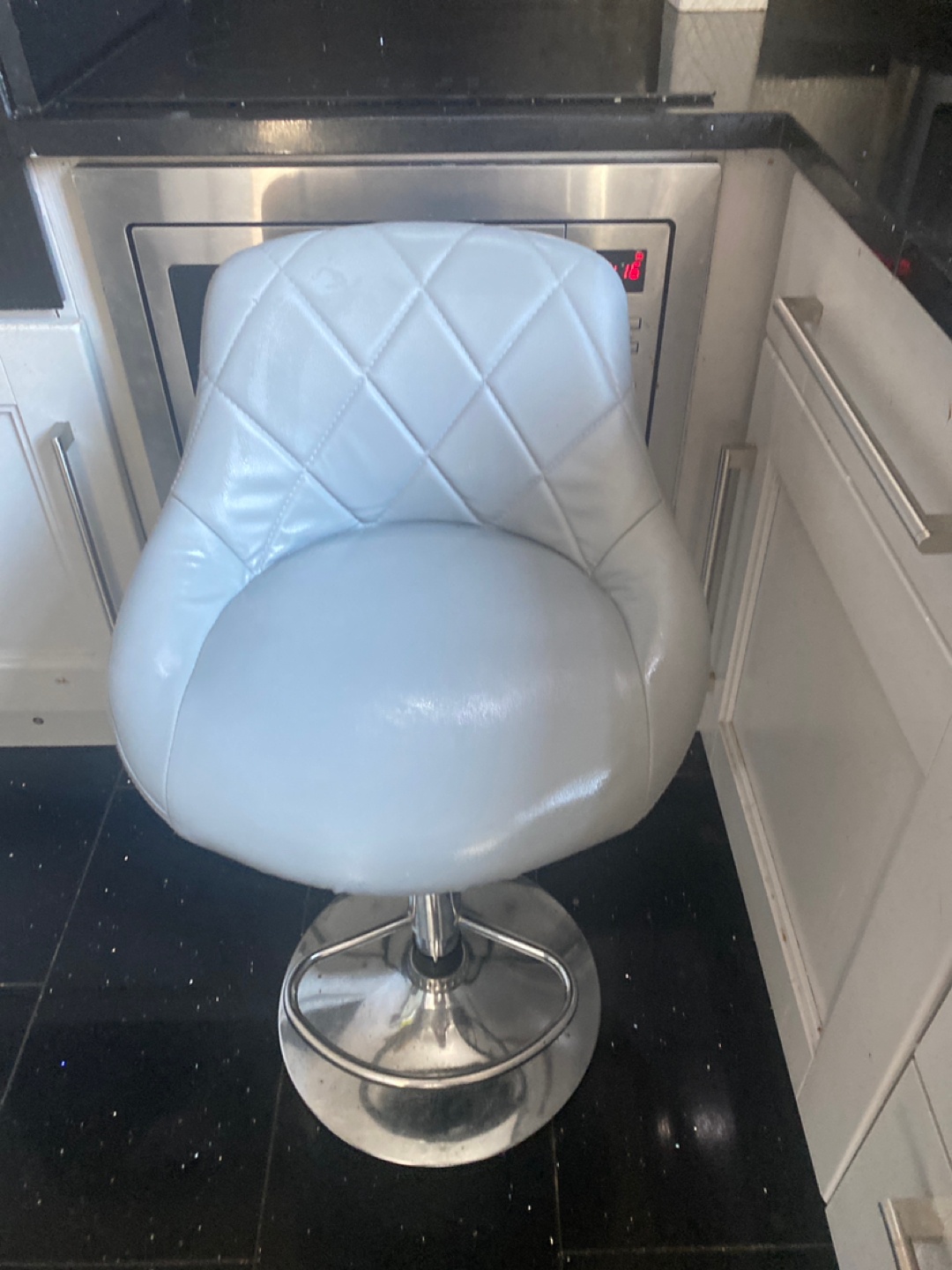 White Faux Leather Adjustable Bar Stool - photo 2