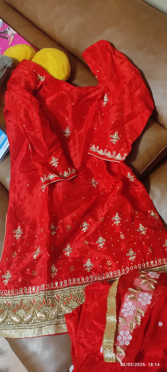 Red Embroidered Salwar Kameez with Dupatta