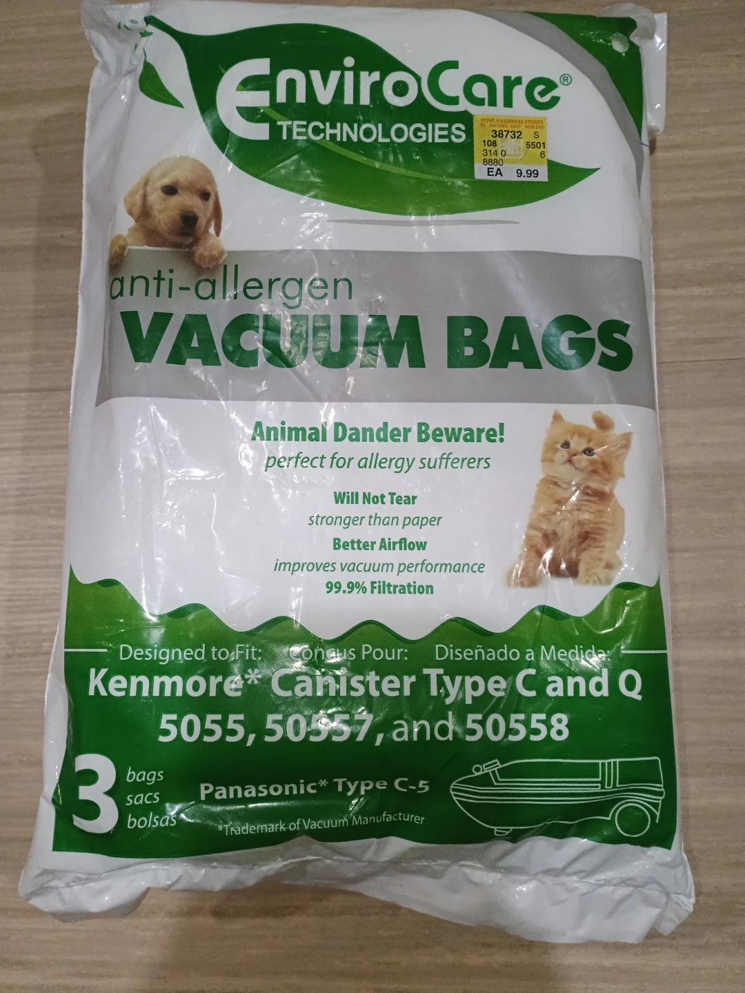 EnviroCare Anti-Allergen Vacuum Bags - 3 Pack