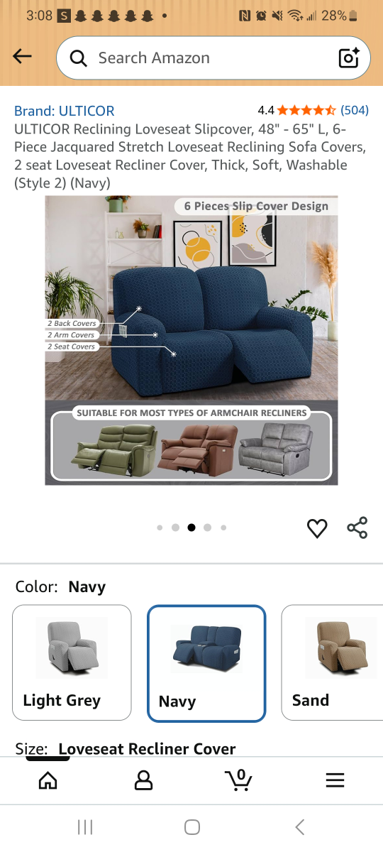 ULTICOR Navy Jacquard Stretch Loveseat Recliner Slipcover - photo 3