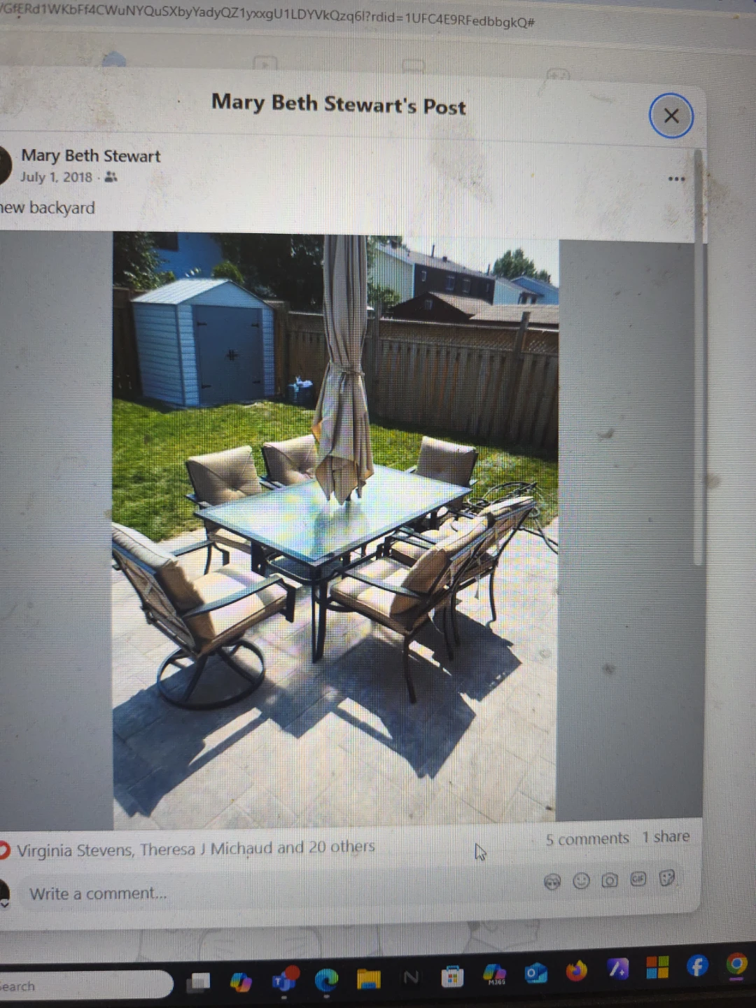 Patio Dining Set with Umbrella and 6 Chairs