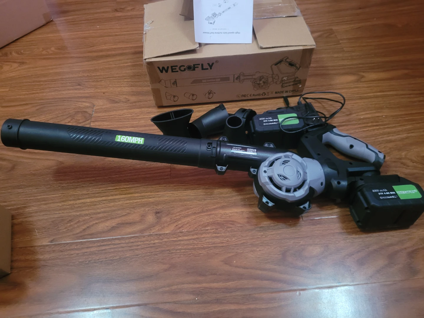 WEGOFLY 160 MPH Cordless Leaf Blower with 2 Batteries - photo 2