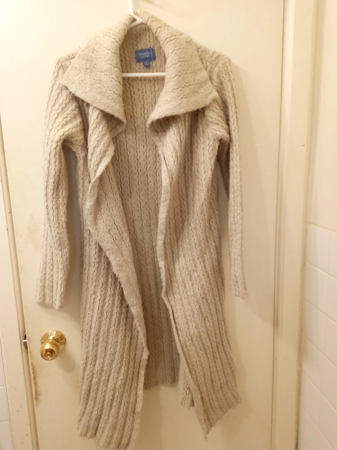 Vera Wang Beige Knit Long Cardigan