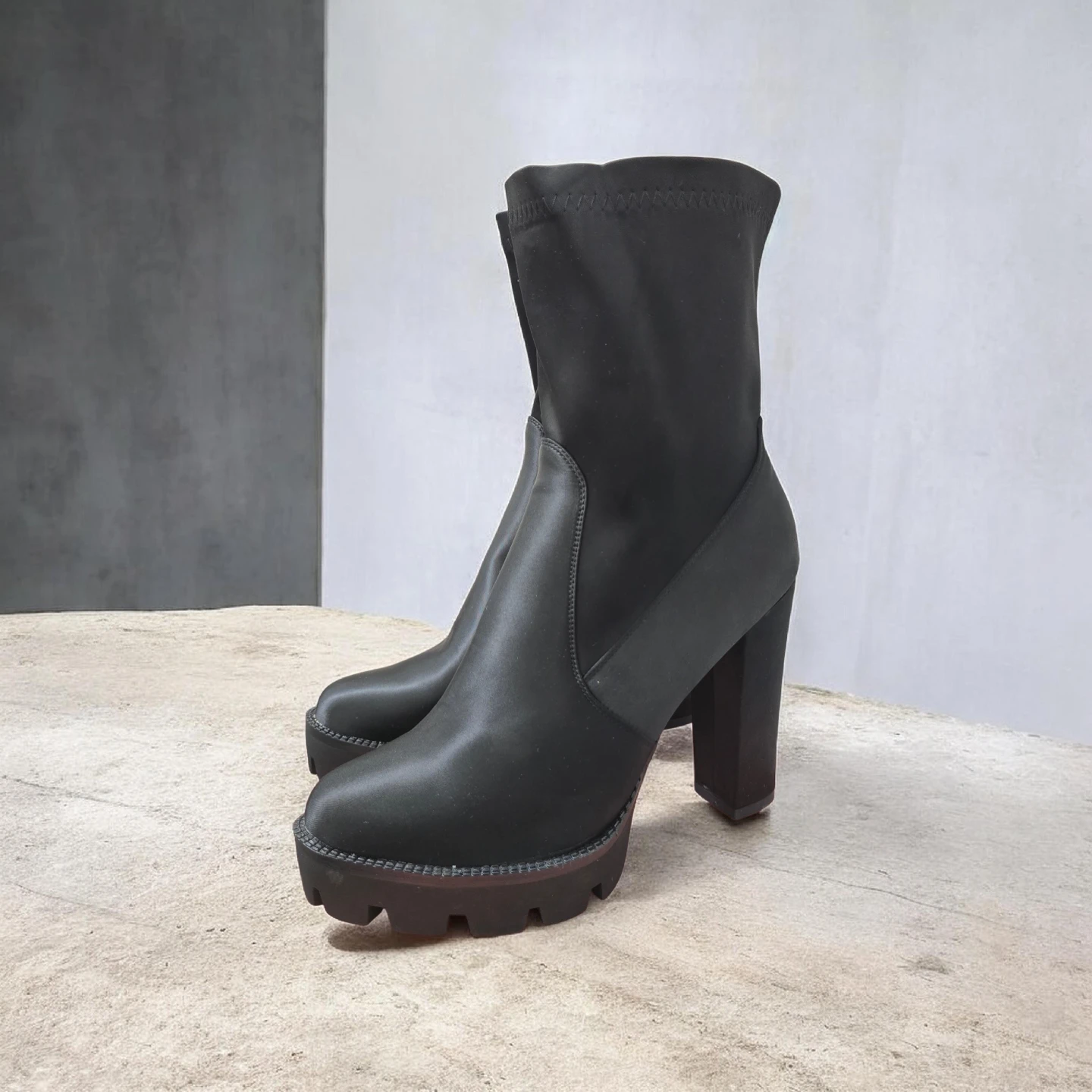 Brand new Women's Satin Black Chunky Boots sale - photo 2