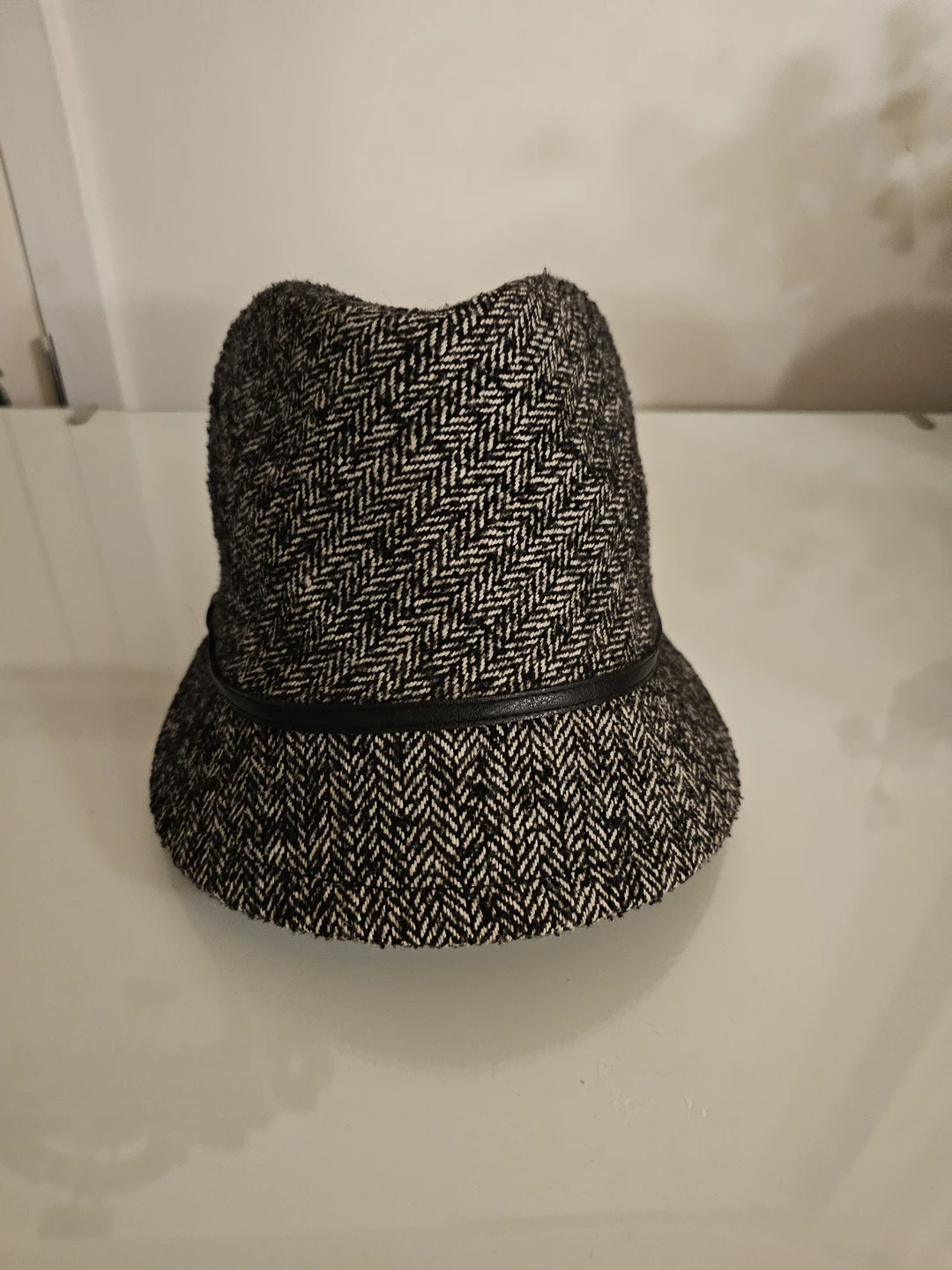 Tweed Bucket Hat with Faux Leather Band - photo 3