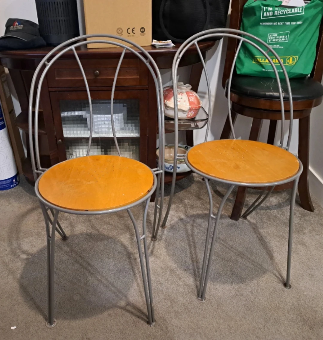 Set of 2 Metal and Wood Accent Chairs - photo 2
