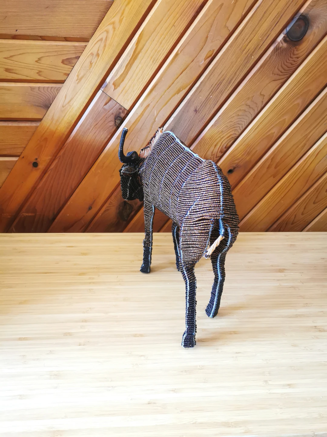 African Beaded Wildebeest Sculpture – Handmade Safari Decor - photo 5