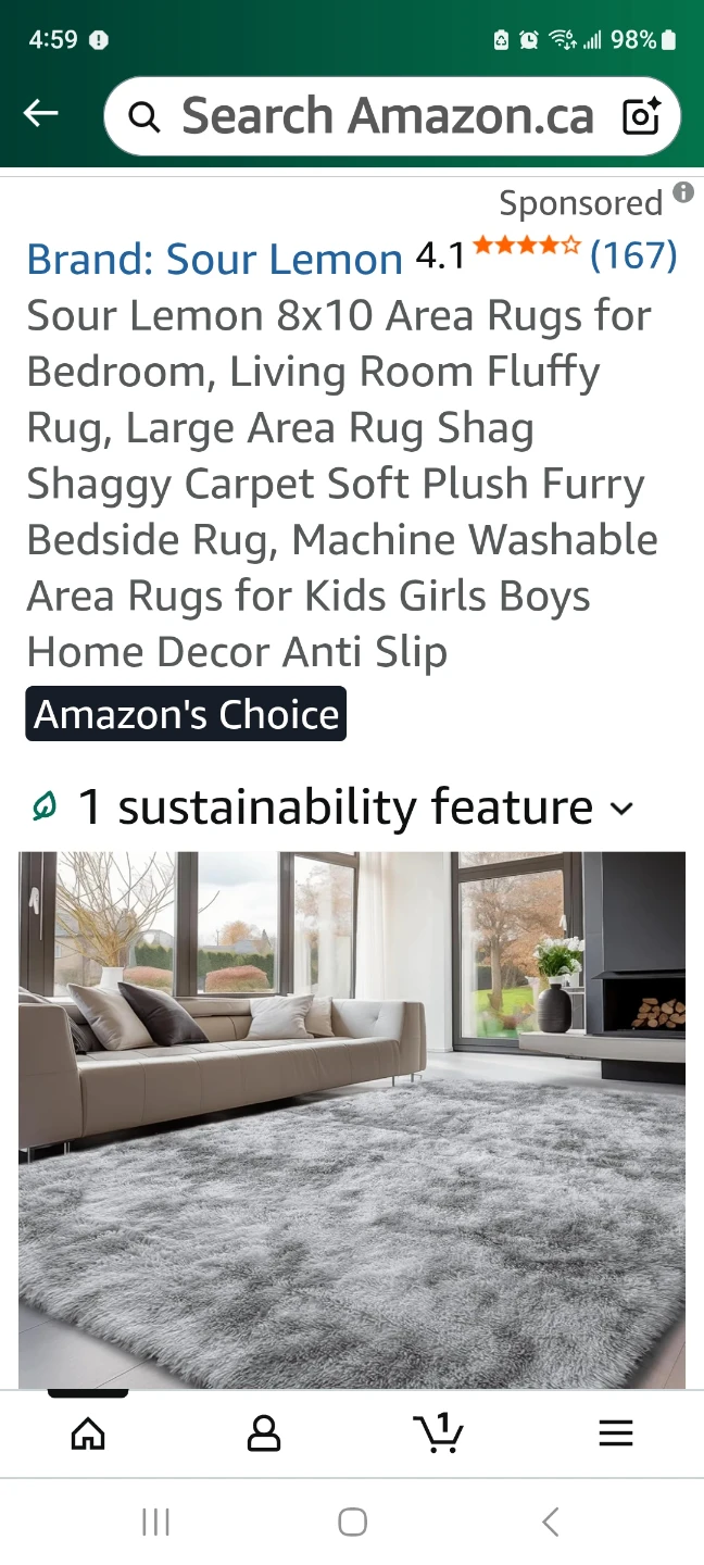 Sour Lemon 8x10 GREY Shaggy Area Rug - photo 4